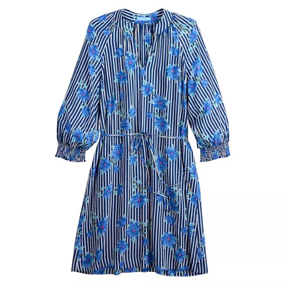 NEW DRAPER JAMES RSVP V-Neck Smocked Sleeve‎ Dress. Small